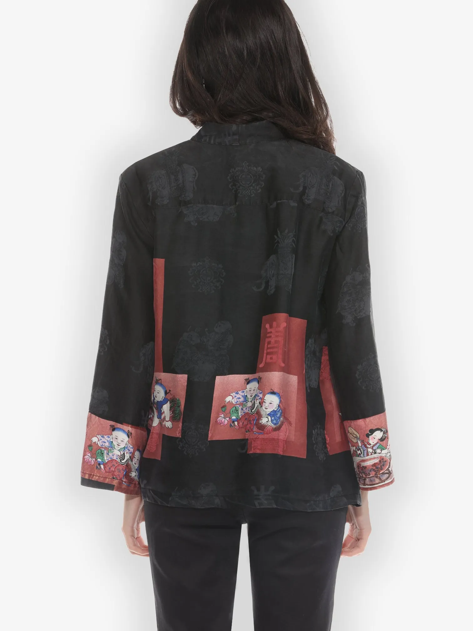 Precious Ornamental Fortune Vintage Red Silk Jacket sold by Citron product image thumbnail 4