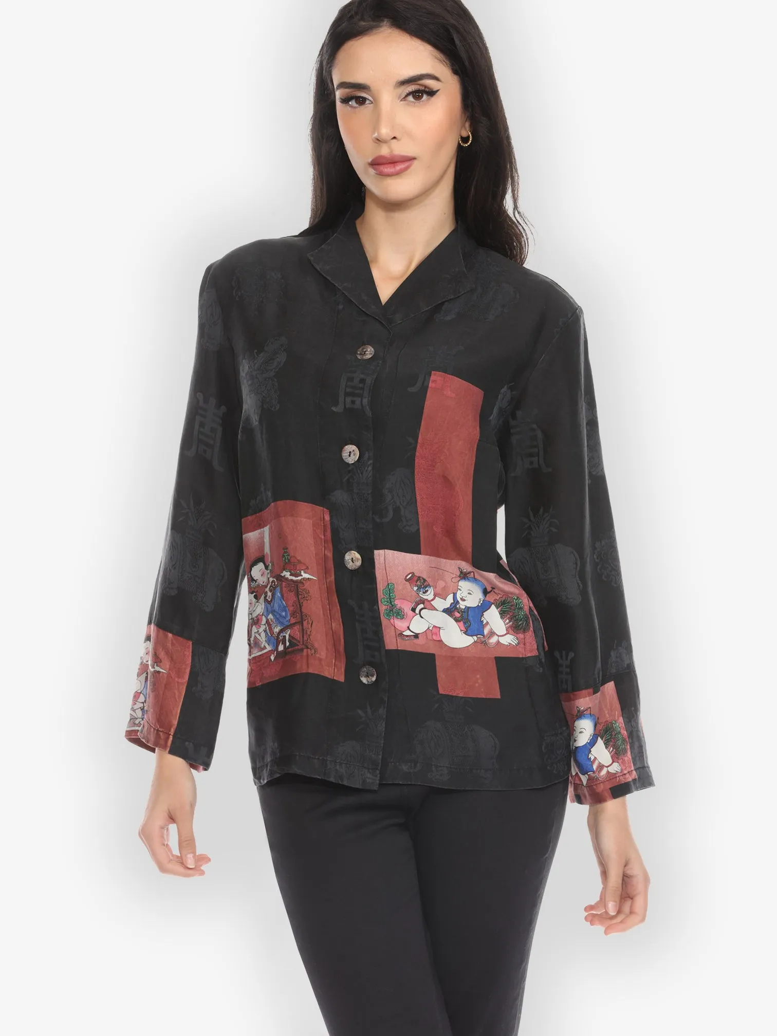 Precious Ornamental Fortune Vintage Red Silk Jacket sold by Citron product image thumbnail 2