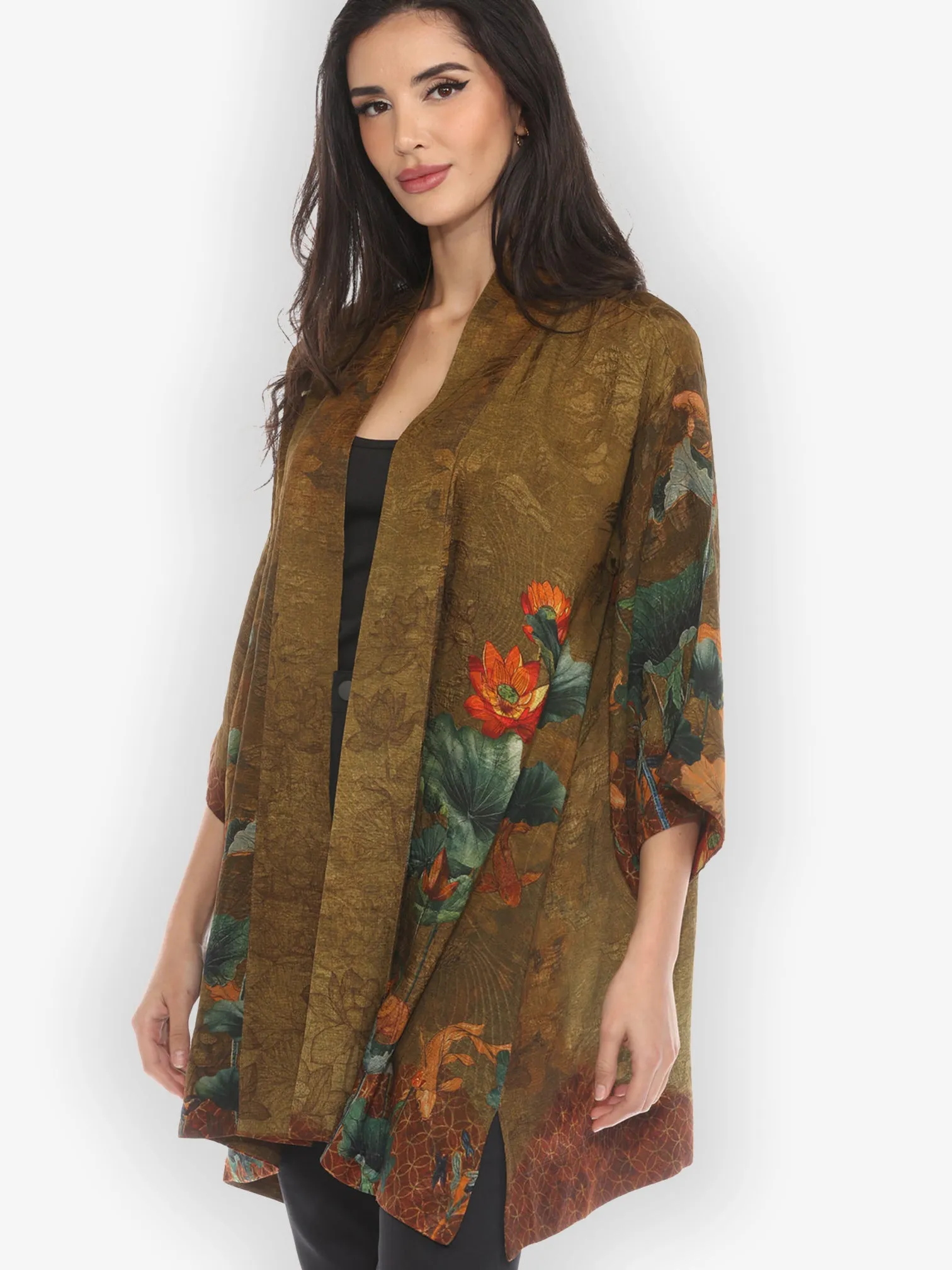Lotus Paradise Silk Kimono Jacket sold by Citron