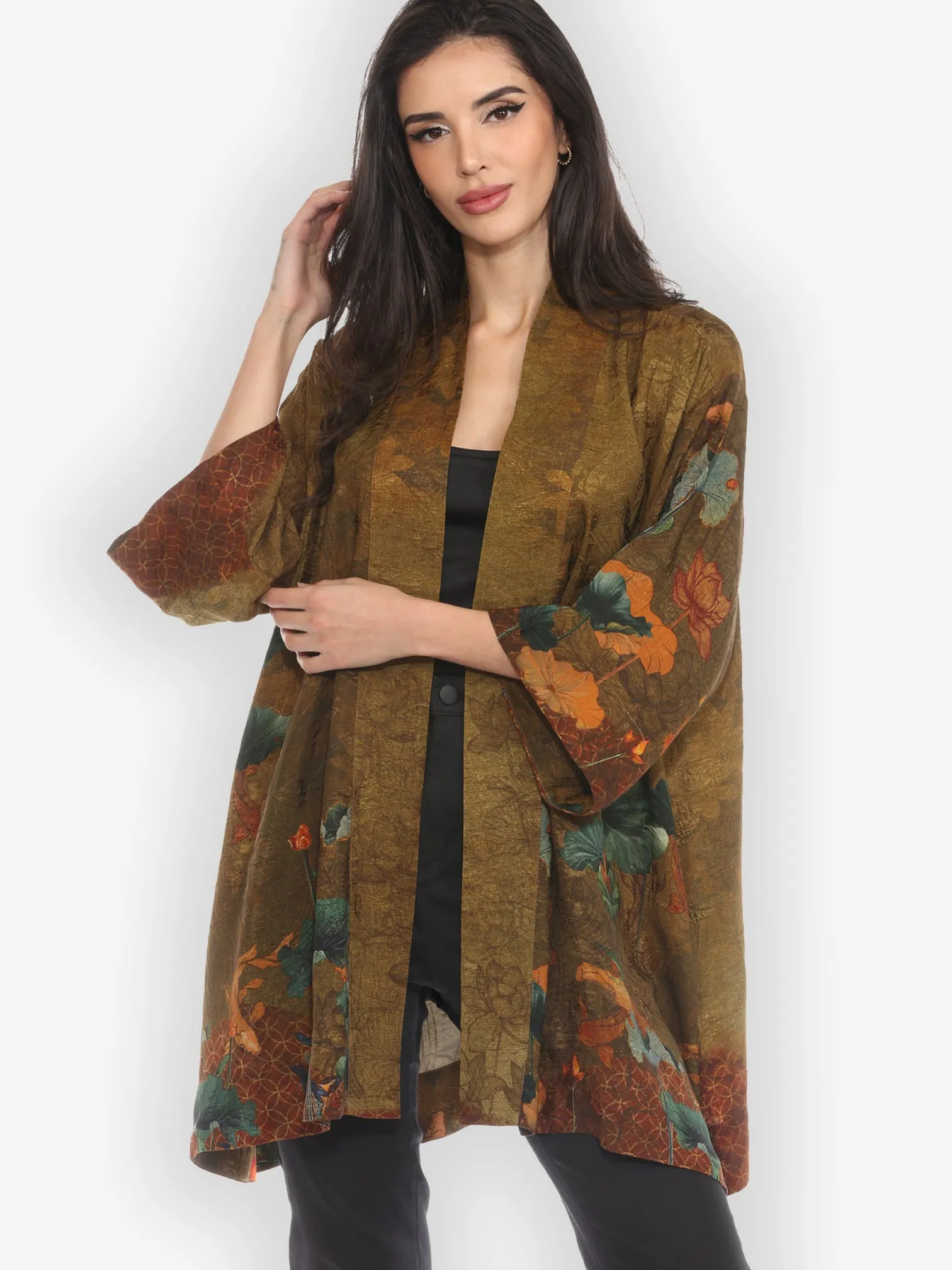 Lotus Paradise Silk Kimono Jacket sold by Citron product image thumbnail 2