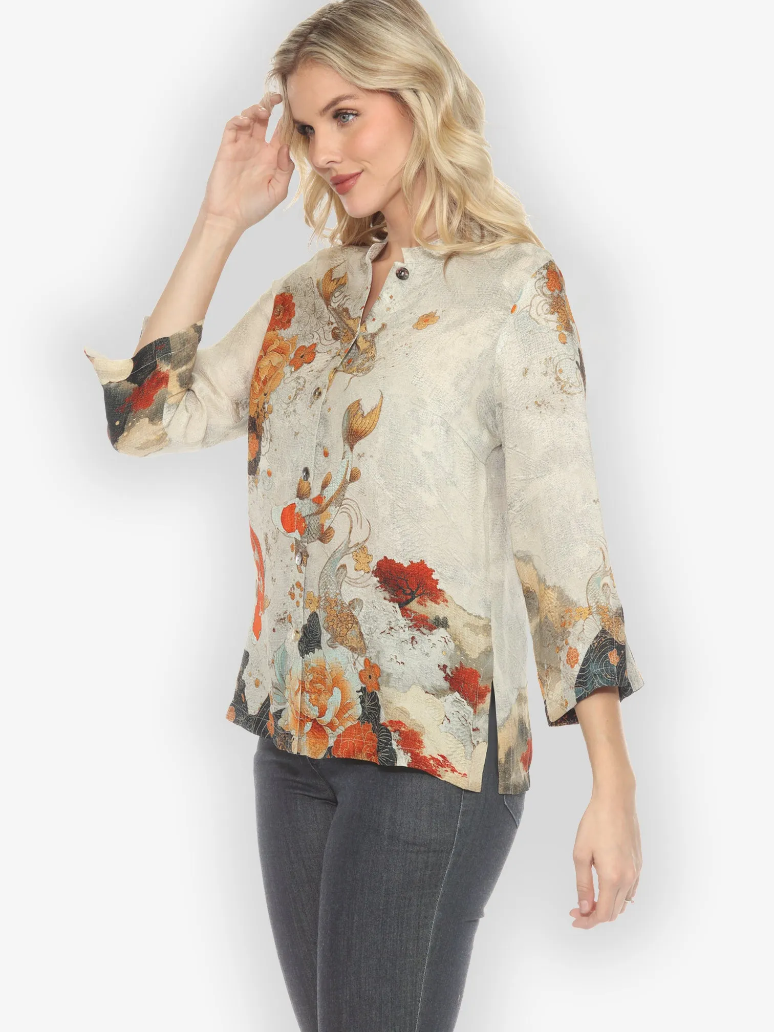 Noble Koi Fish in Cream Silk Blouse sold by Citron product image thumbnail 2