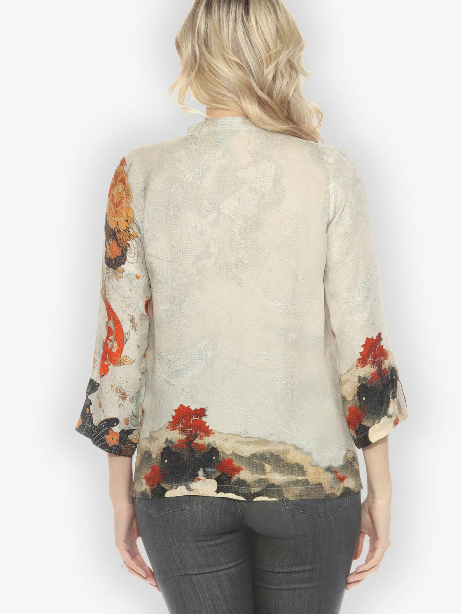 Noble Koi Fish in Cream Silk Blouse sold by Citron product image thumbnail 5