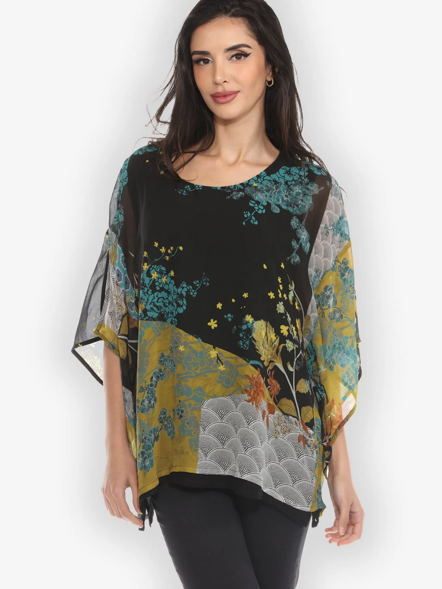 Bohemian Mixed Art Double Layer Silk Top sold by Citron