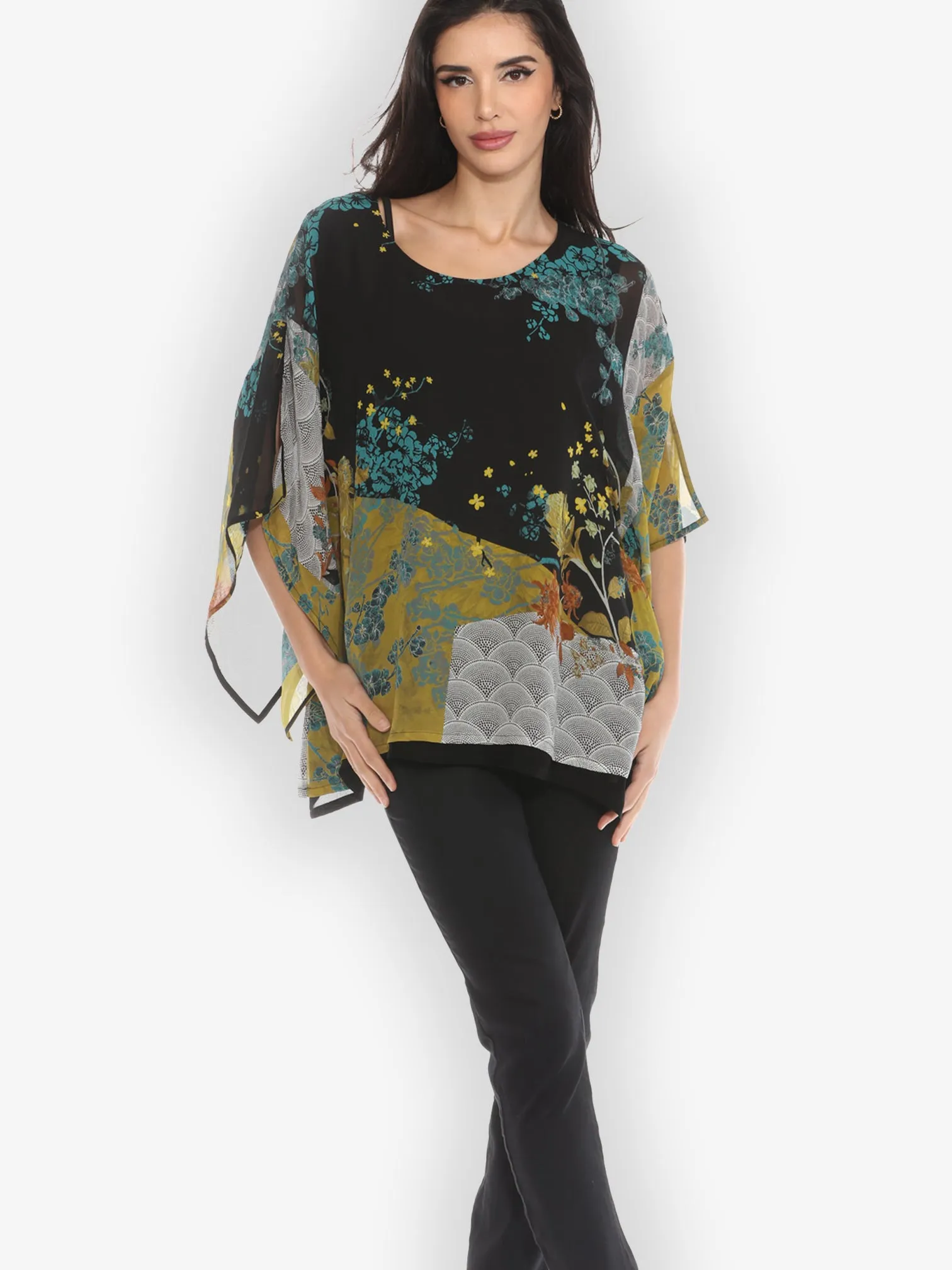 Bohemian Mixed Art Double Layer Silk Top sold by Citron product image thumbnail 4