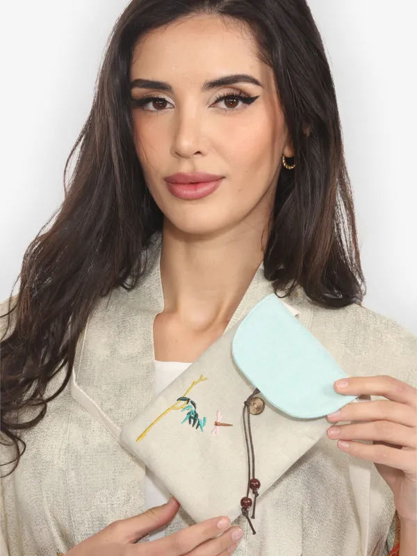 Embroidery Bamboo Dragonfly Light Green Small Purse sold by Citron