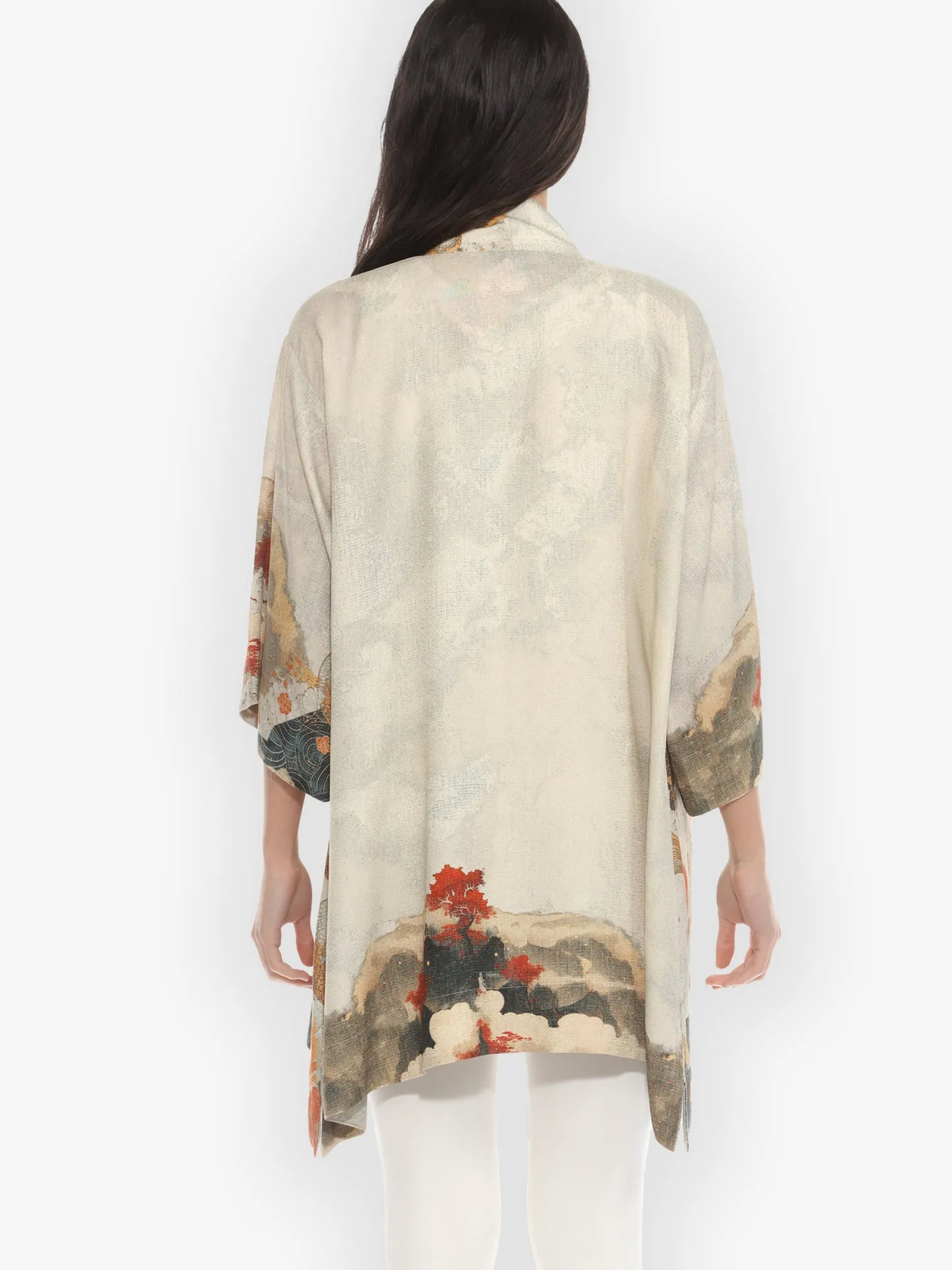 Noble Koi Fish in Cream Silk Kimono Jacket sold by Citron product image thumbnail 4