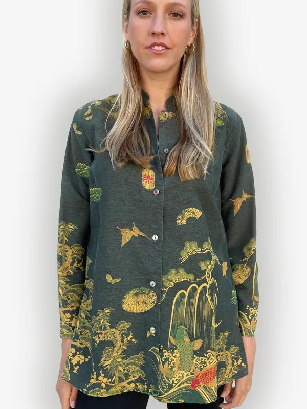 Koi Border Gold Hand Dyed Tunic sold by Citron