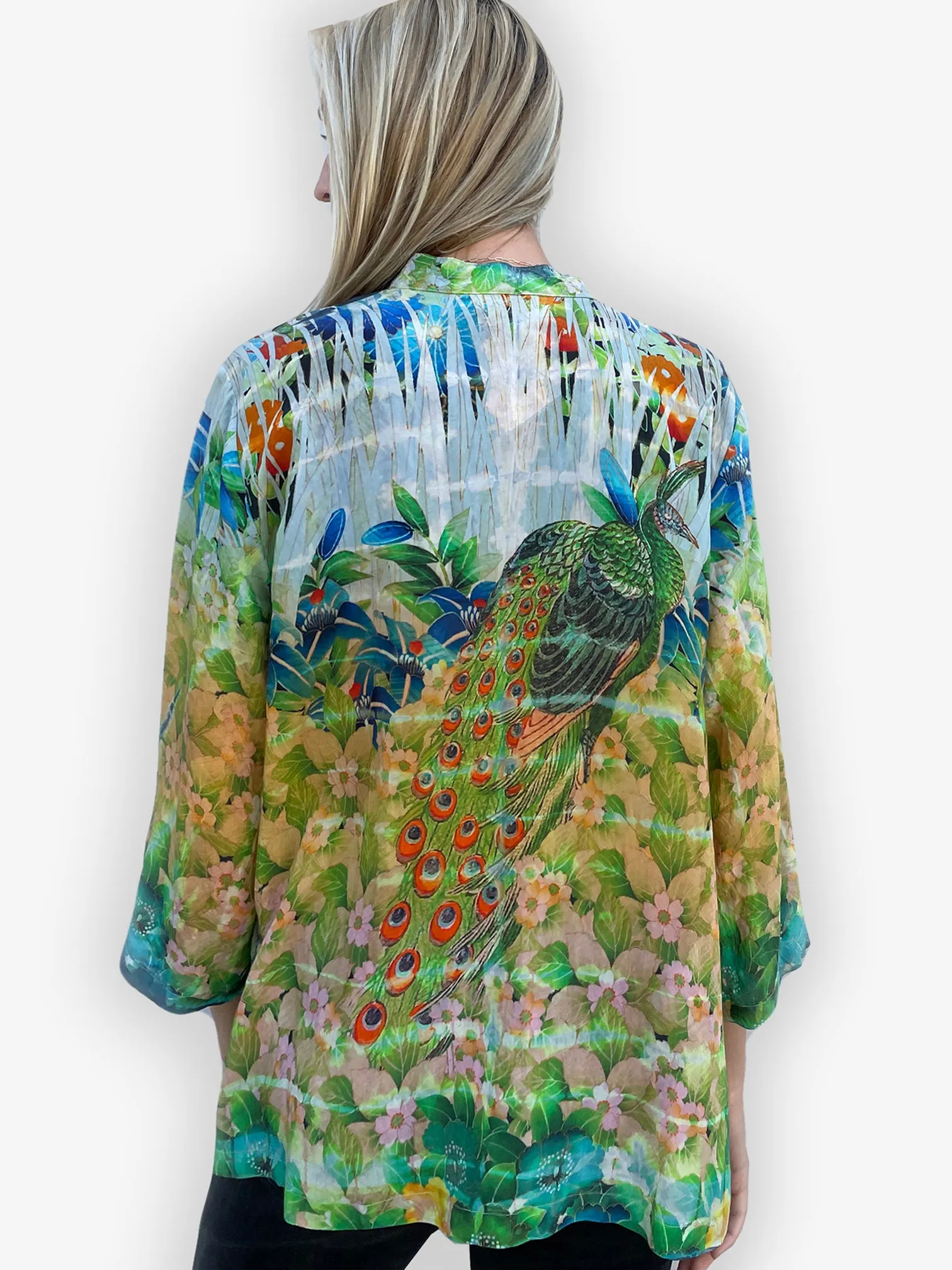 Peacock Garden Foliage Tie Dye Rayon Blouse sold by Citron product image thumbnail 2