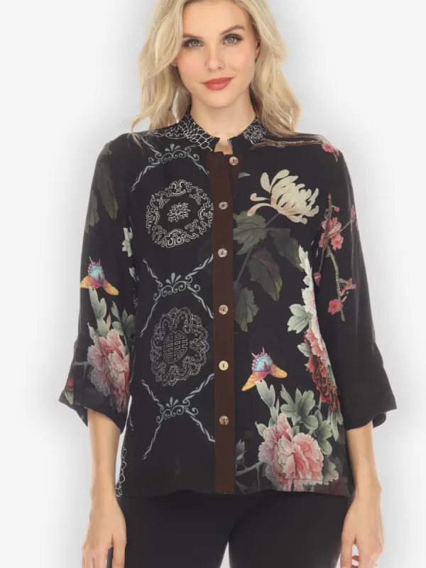Flowers on Botanical Believers Silk Blouse sold by Citron