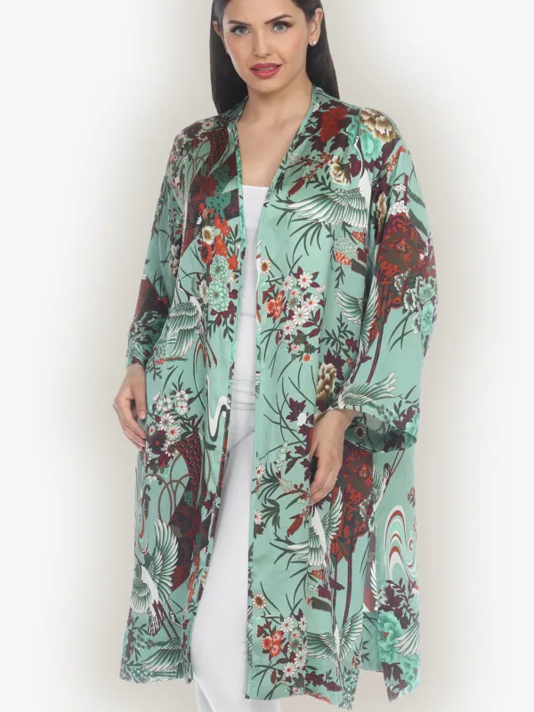 Crane And Carriage Silk Kimono Duster sold by Citron