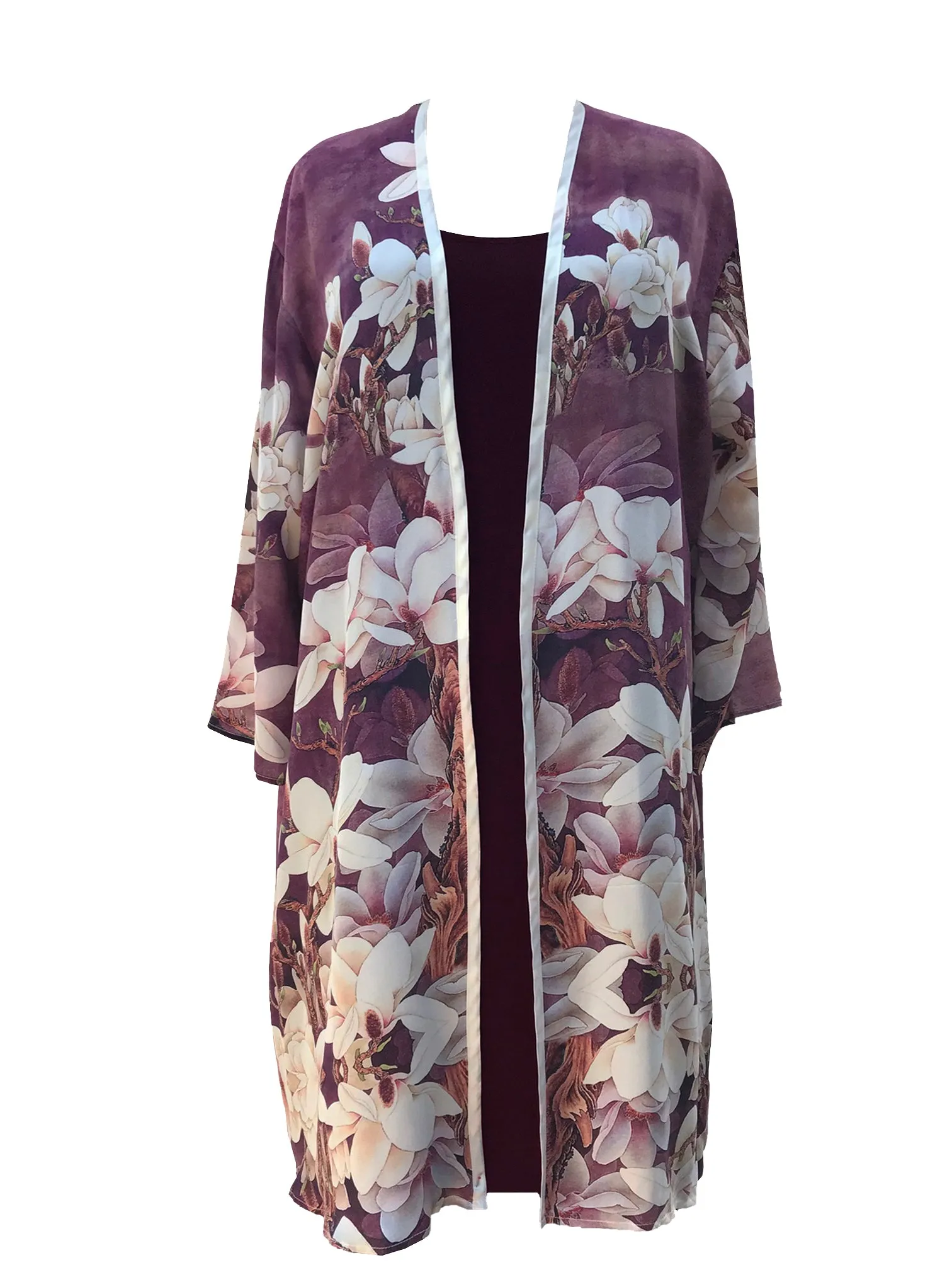 Tropical Paradise Silk Kimono Duster sold by Citron
