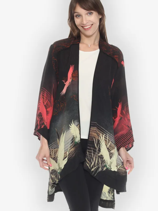 Crane Art Design Hand Dyed Silk Jacket - 1X sold by Citron