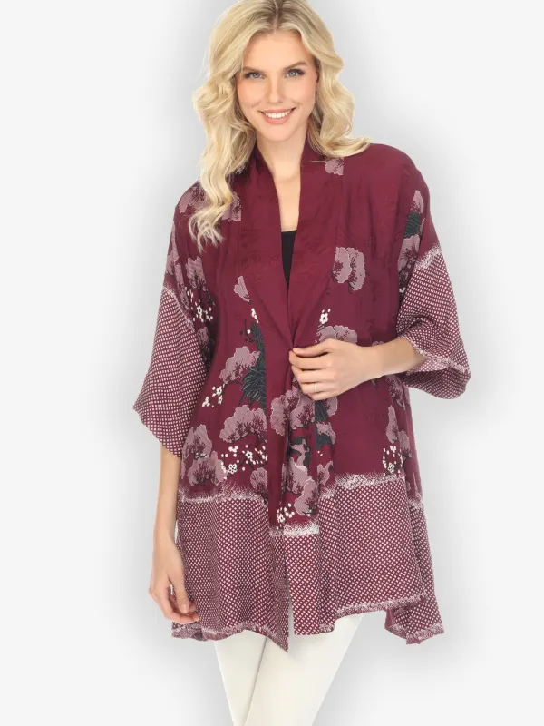 True Cranberry Shibori Silk Kimono Jacket - M sold by Citron