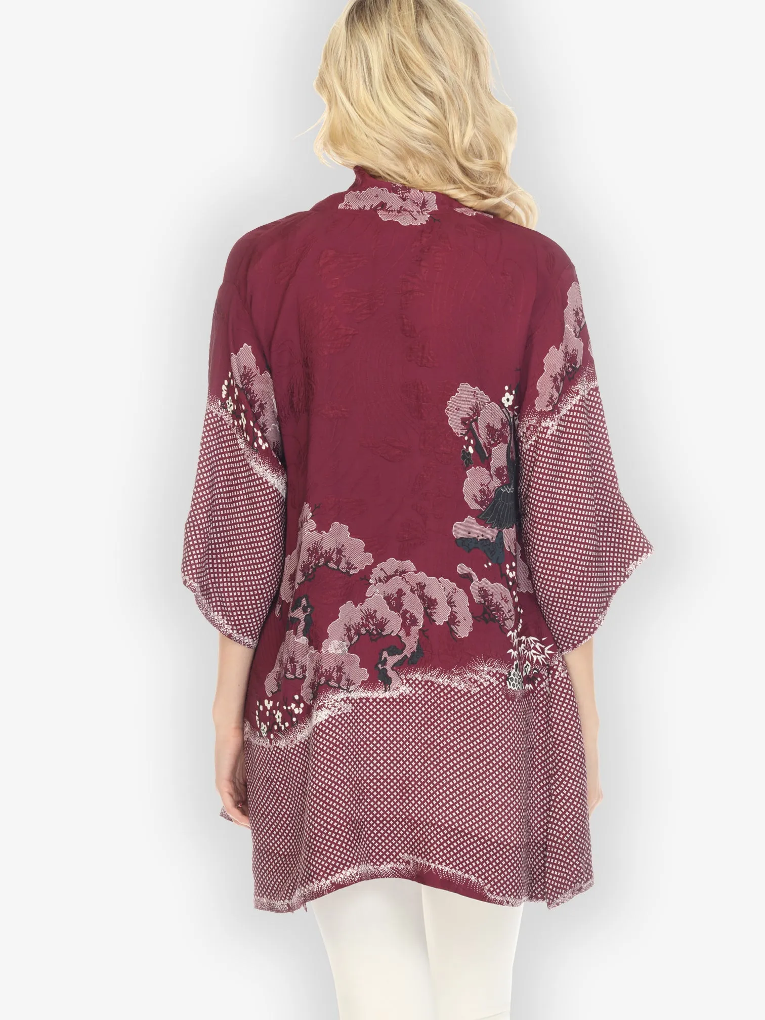 True Cranberry Shibori Silk Kimono Jacket - M sold by Citron product image thumbnail 2