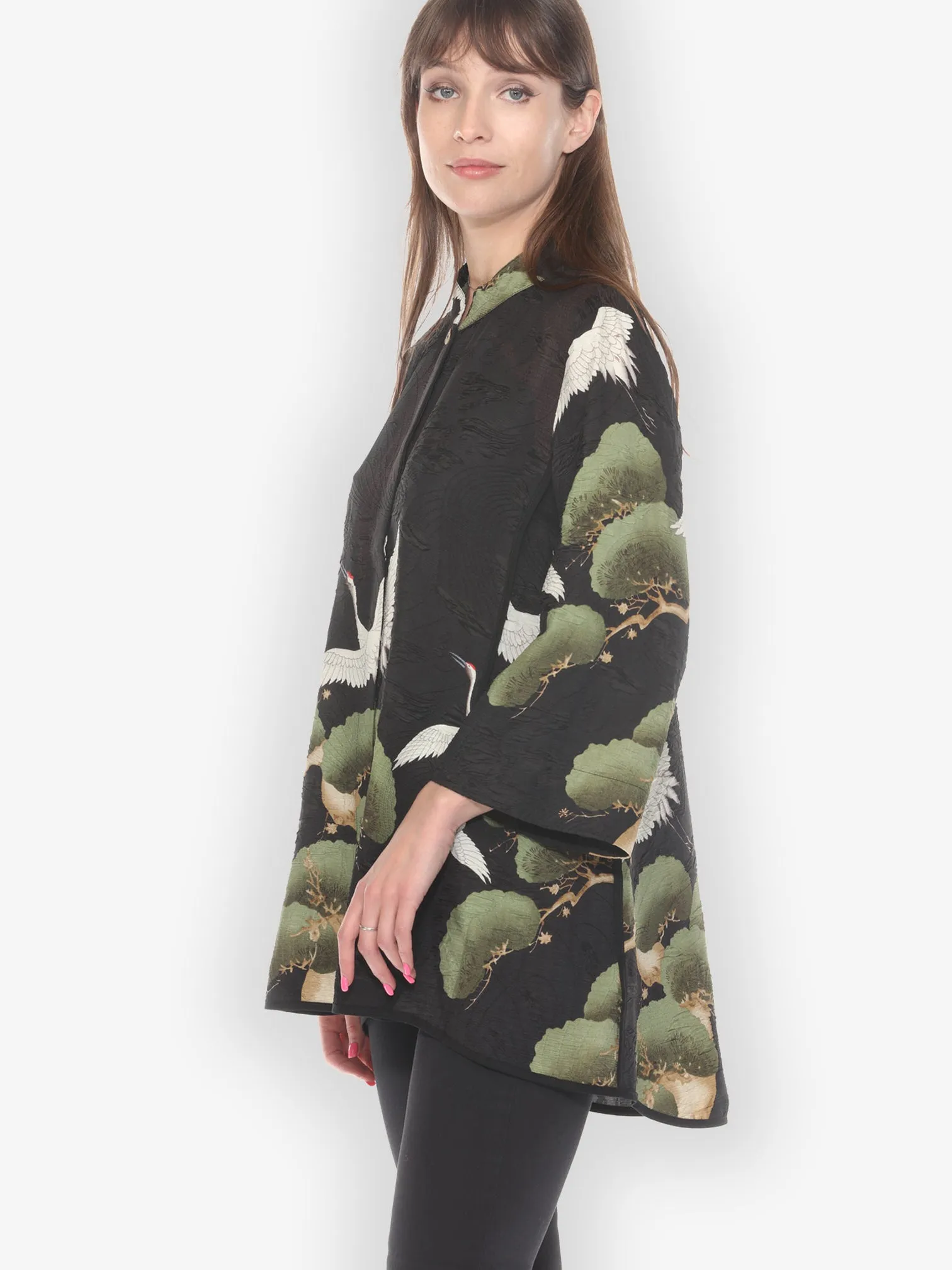 Cranes Over Forest Tummy Tuck Shirt sold by Citron product image thumbnail 3