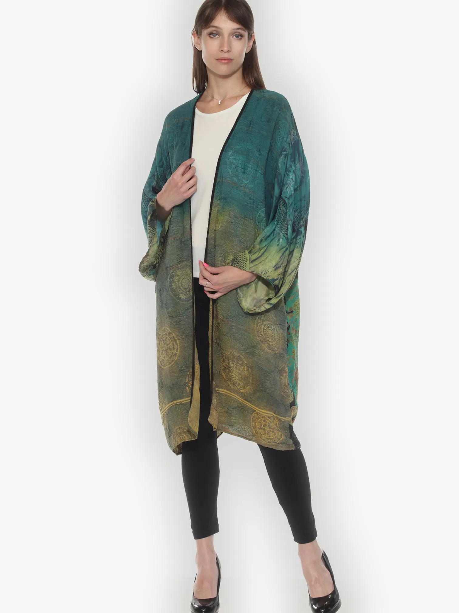 Tie Dyed Kimono Silk Duster - 3X sold by Citron product image thumbnail 2