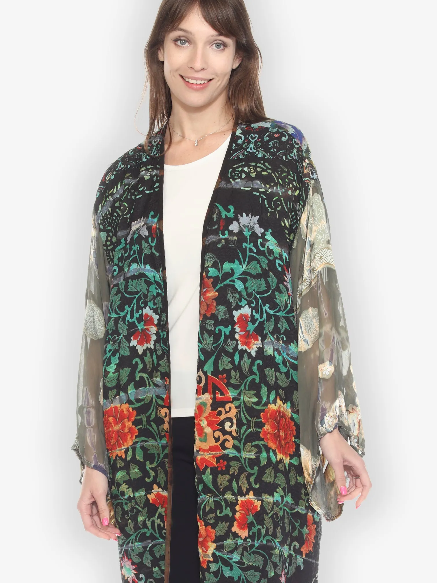 Tie Dyed Silk Kimono Duster - 4X sold by Citron