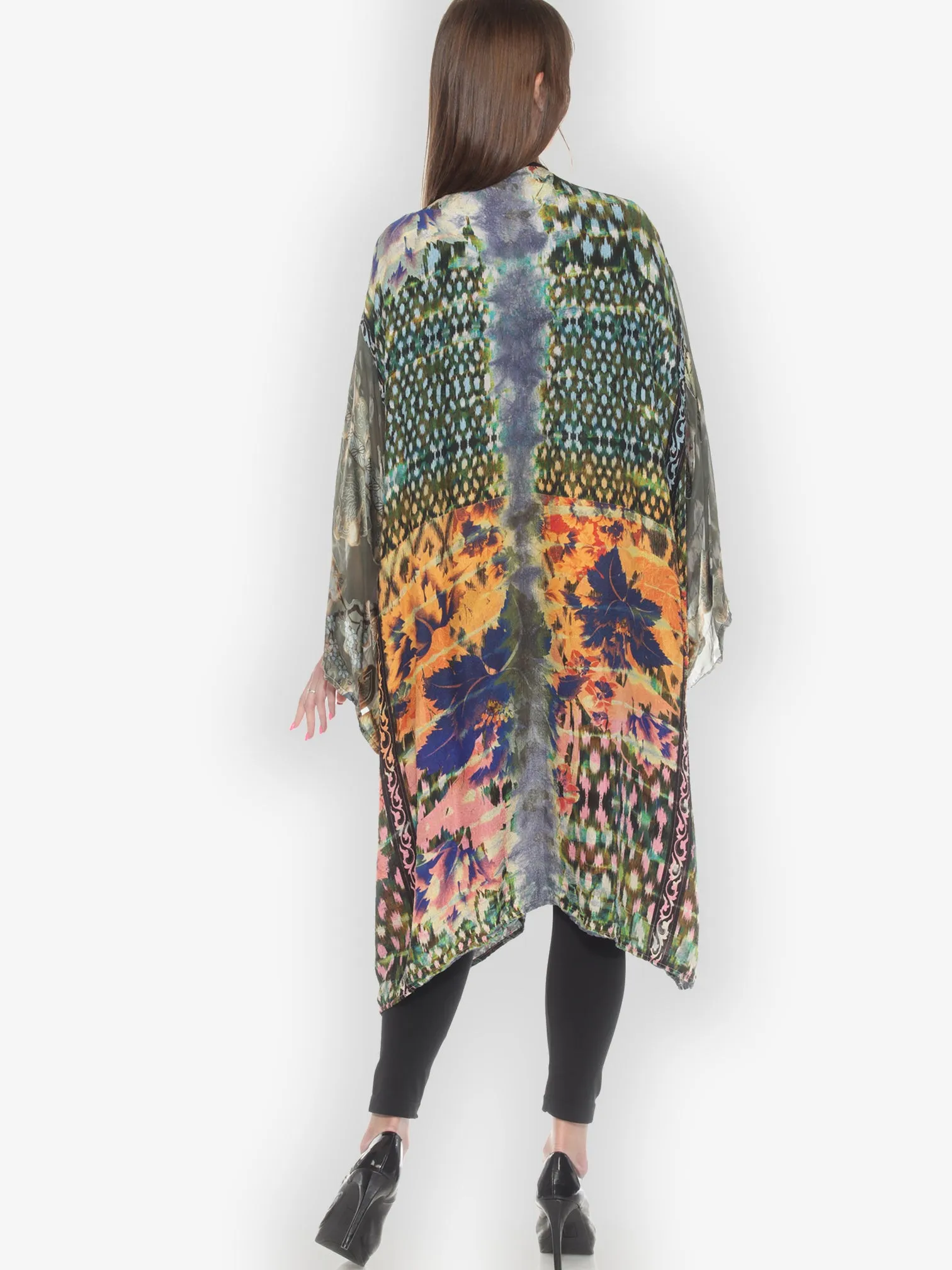 Tie Dyed Silk Kimono Duster - 4X sold by Citron product image thumbnail 3