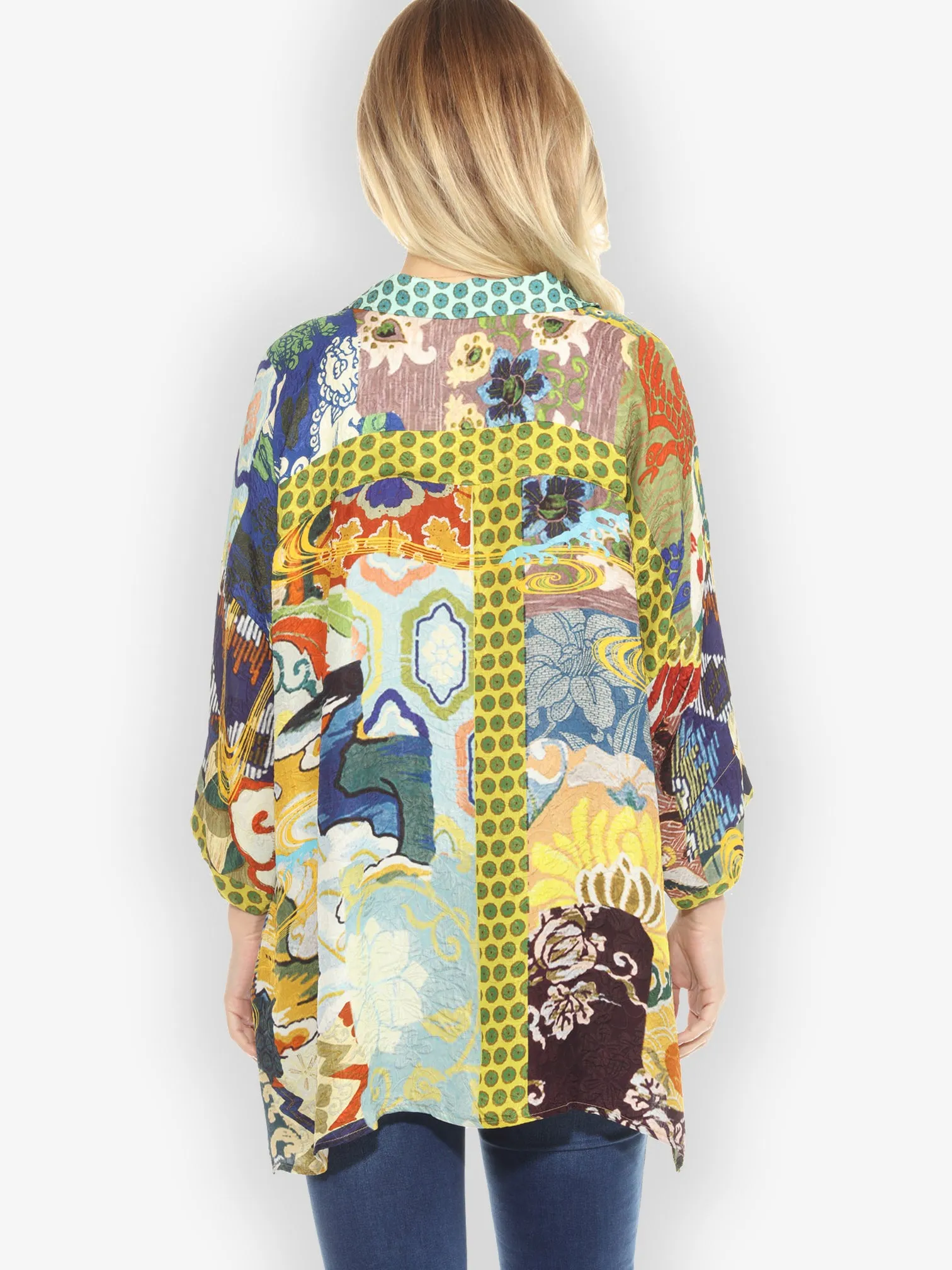 Lucy's Floral Garden Notched Collar Silk Blouse - 3X sold by Citron product image thumbnail 3