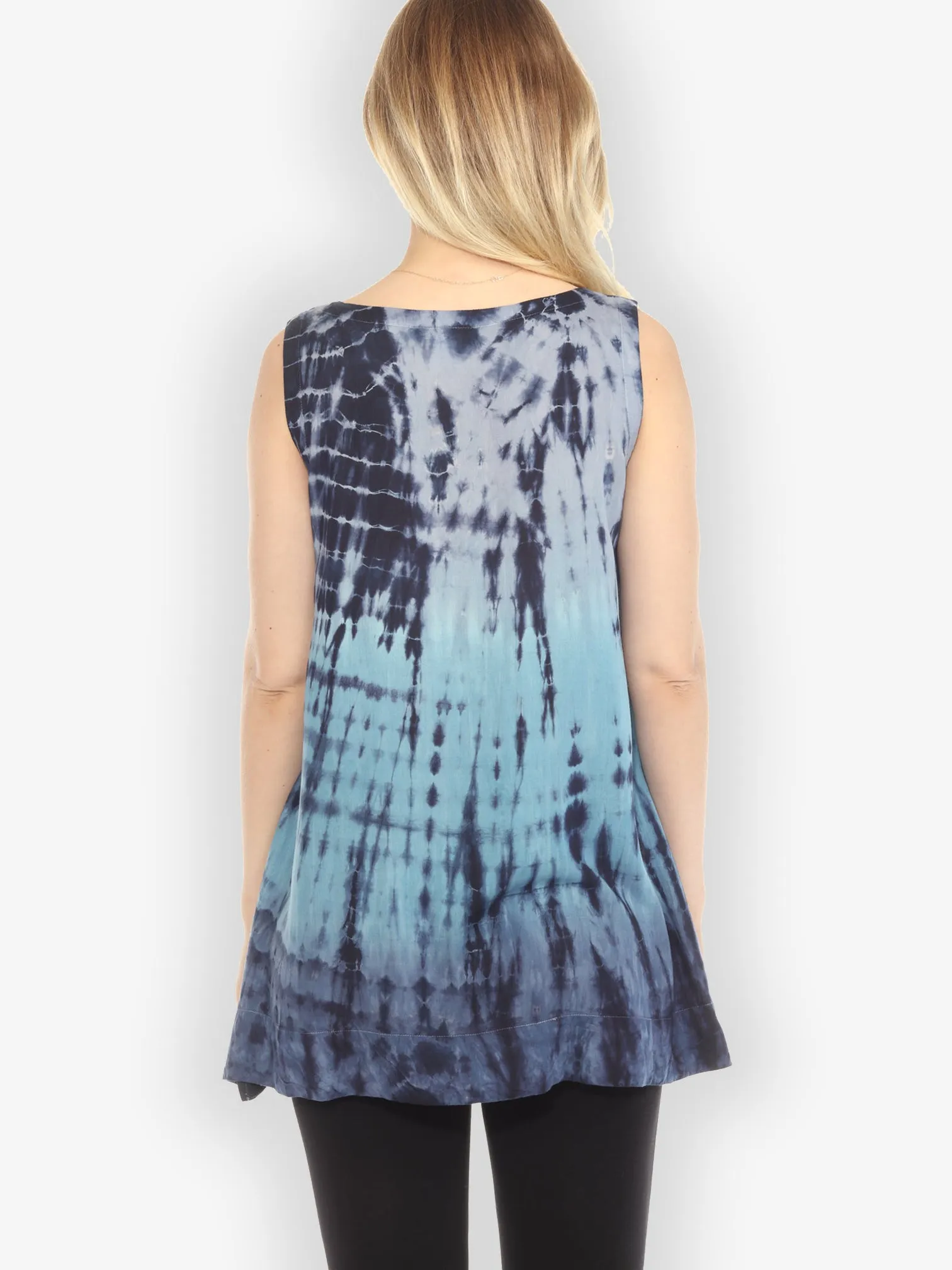 Asymmetric V-neck Blue Tie Dye Tank Top - M sold by Citron product image thumbnail 2