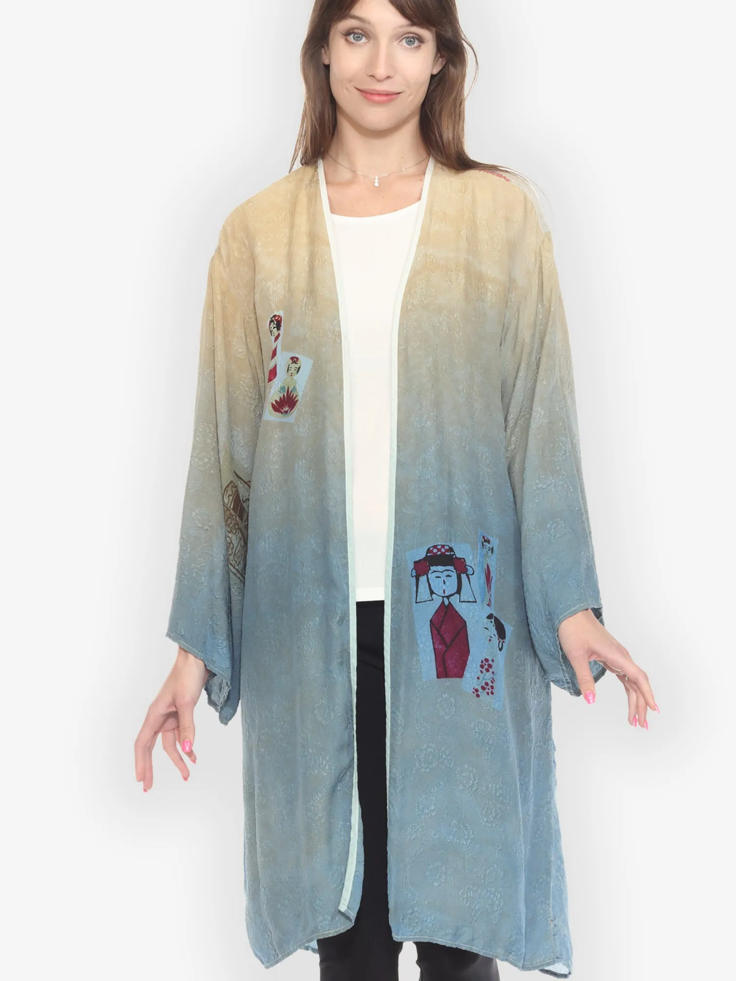 Tie Dyed Silk Kimono Duster - L sold by Citron