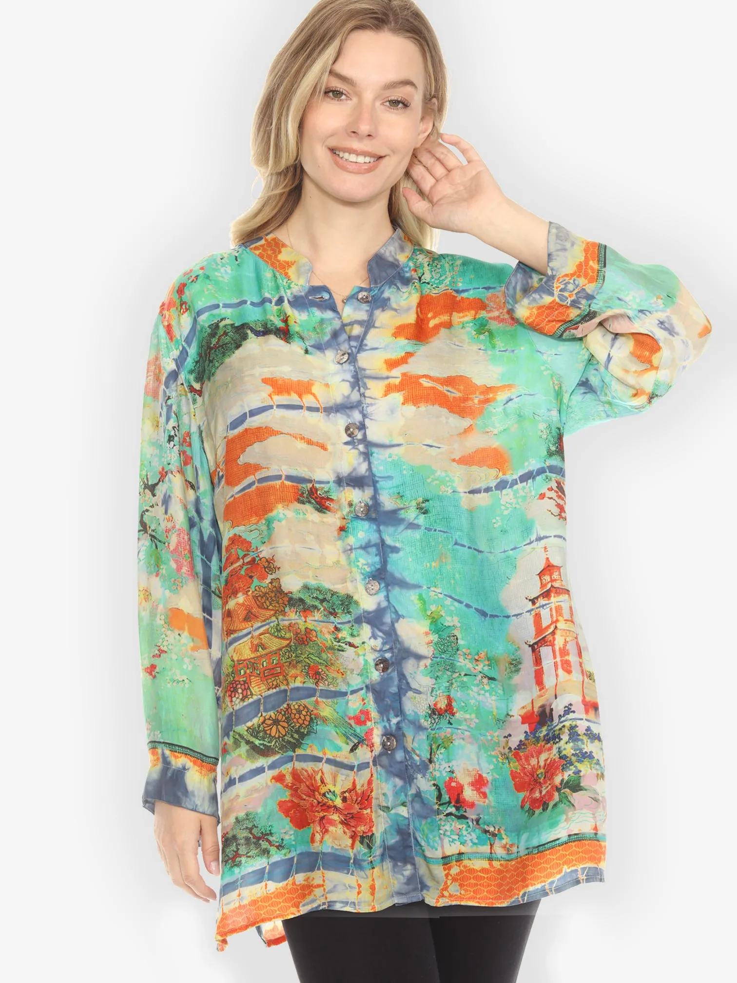 Chinese Pagoda Tie Dye Tunic - 1X sold by Citron