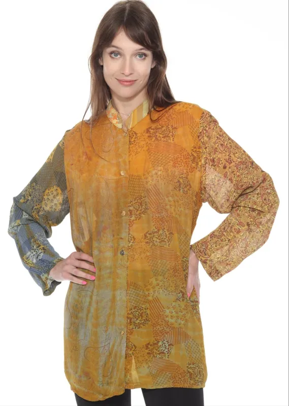 Mixed Patch Print Hand Dyed Tunic sold by Citron