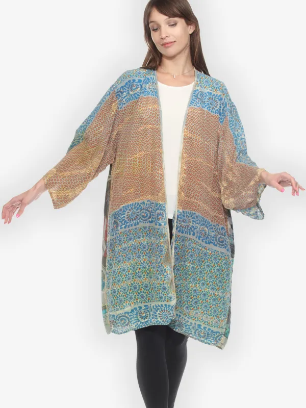 Tie Dyed Silk Kimono Duster - 1X sold by Citron