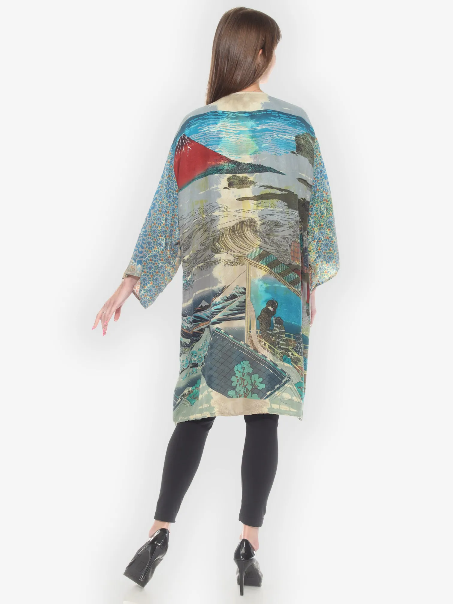 Tie Dyed Silk Kimono Duster - 1X sold by Citron product image thumbnail 2