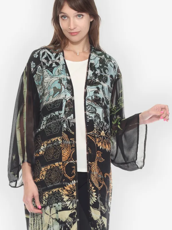 Tie Dyed Silk Kimono Duster - 1X sold by Citron