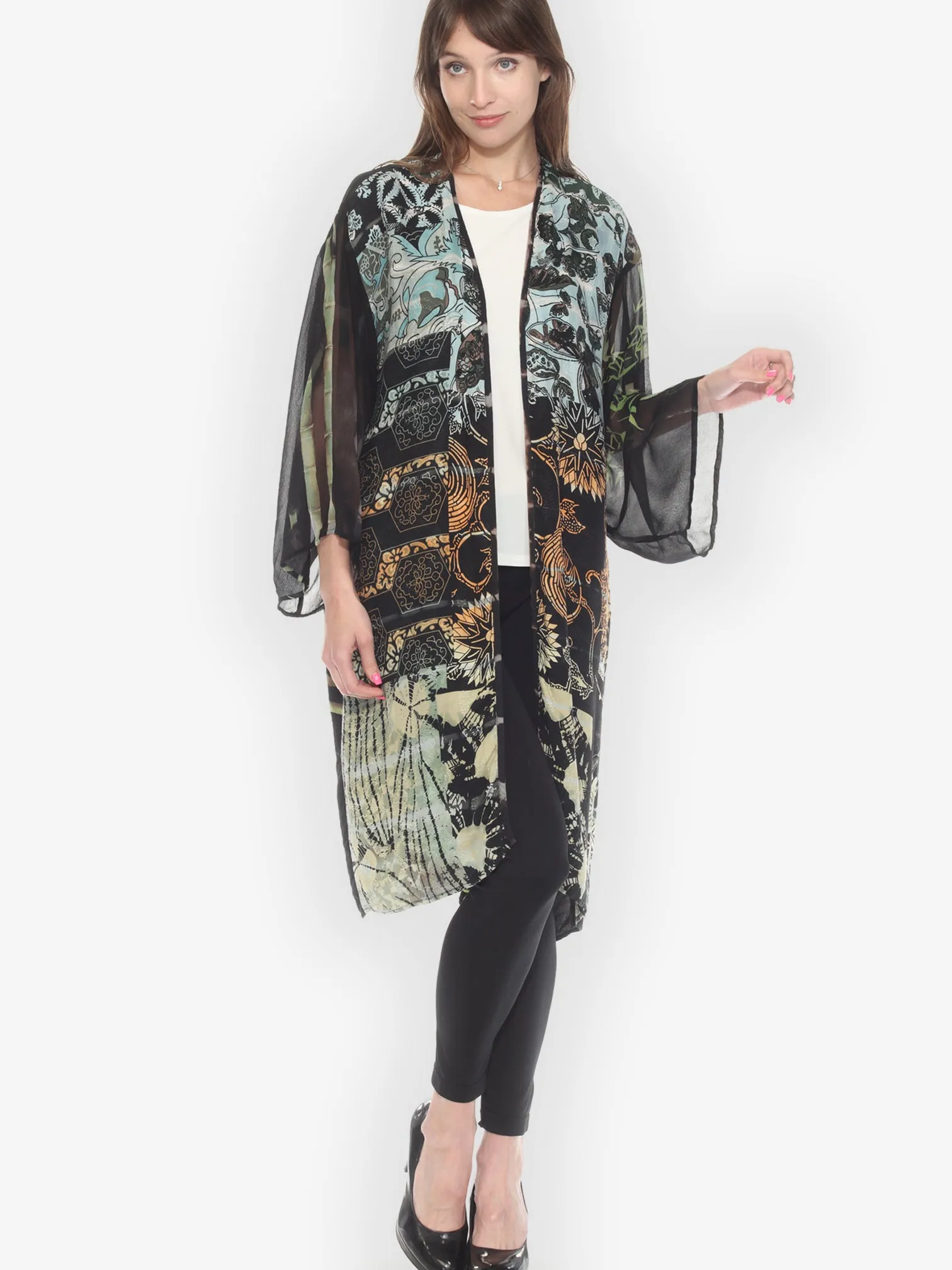 Tie Dyed Silk Kimono Duster - 1X sold by Citron product image thumbnail 2
