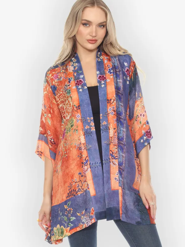 Queenly Radiant Charm in Orange Silk Kimono Jacket - S sold by Citron