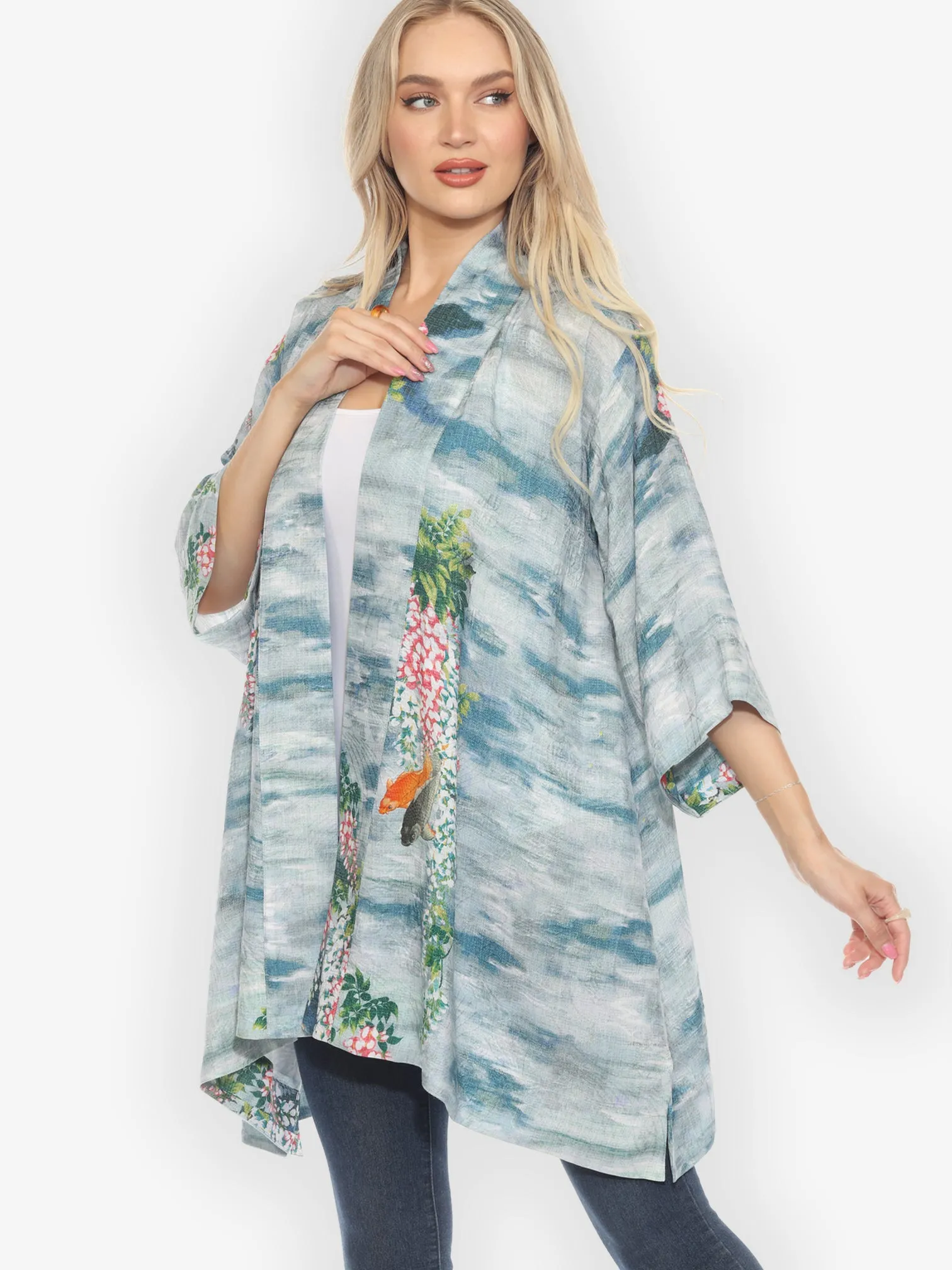 Water and Koi Kimono Jacket sold by Citron product image thumbnail 2