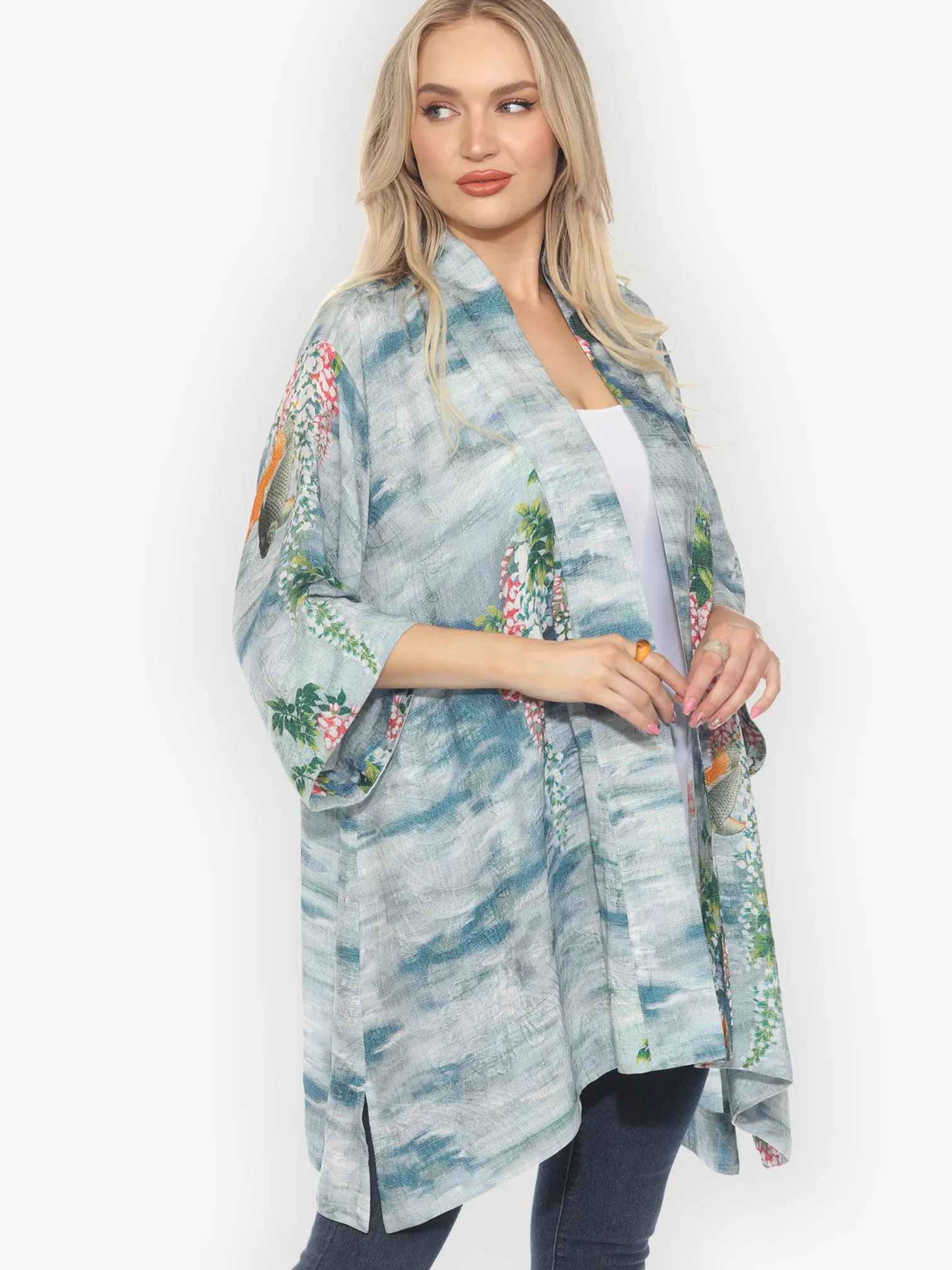 Water and Koi Kimono Jacket sold by Citron product image thumbnail 3