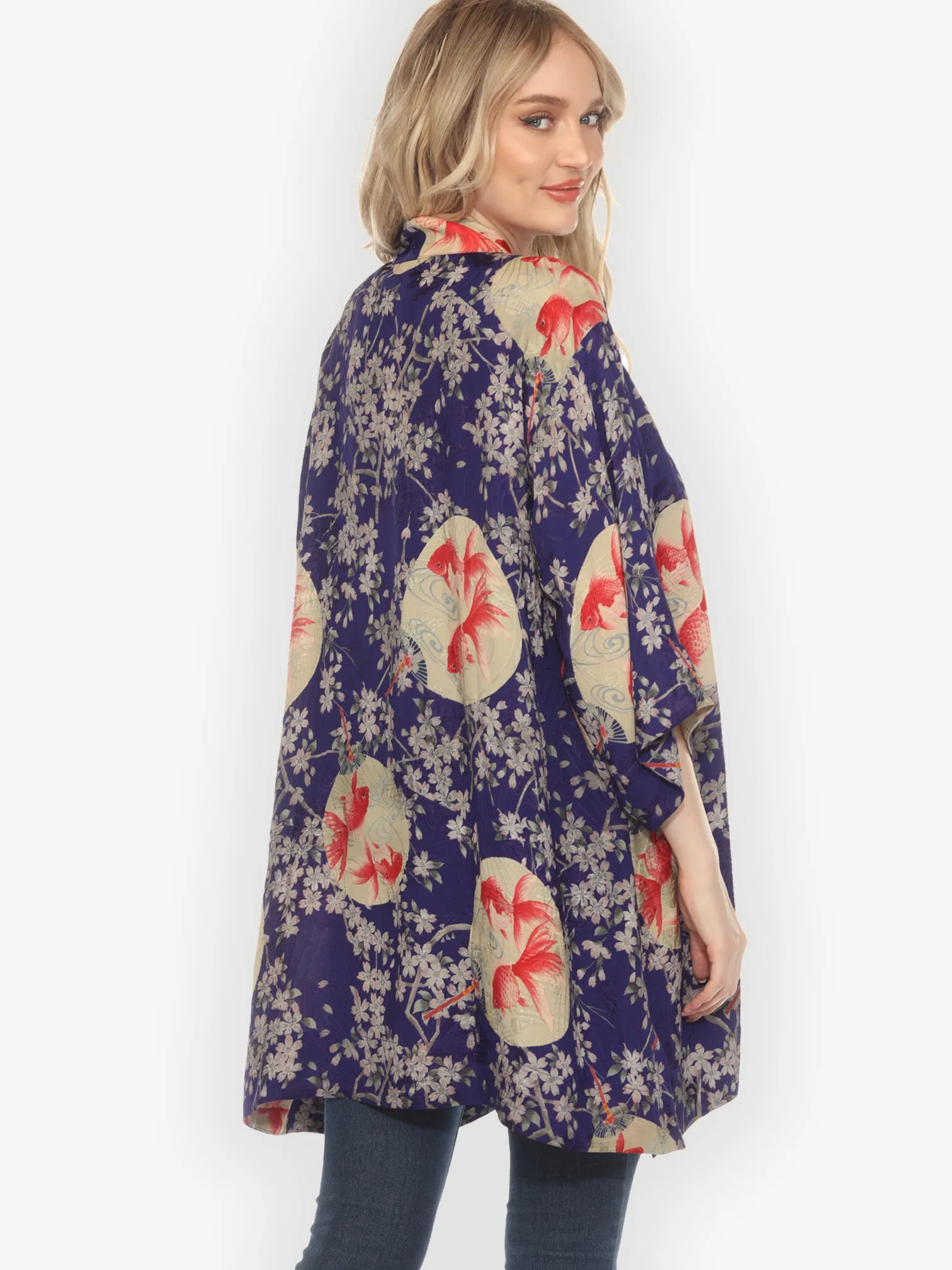 Goldfish and Blossom Silk Kimono Jacket sold by Citron product image thumbnail 2