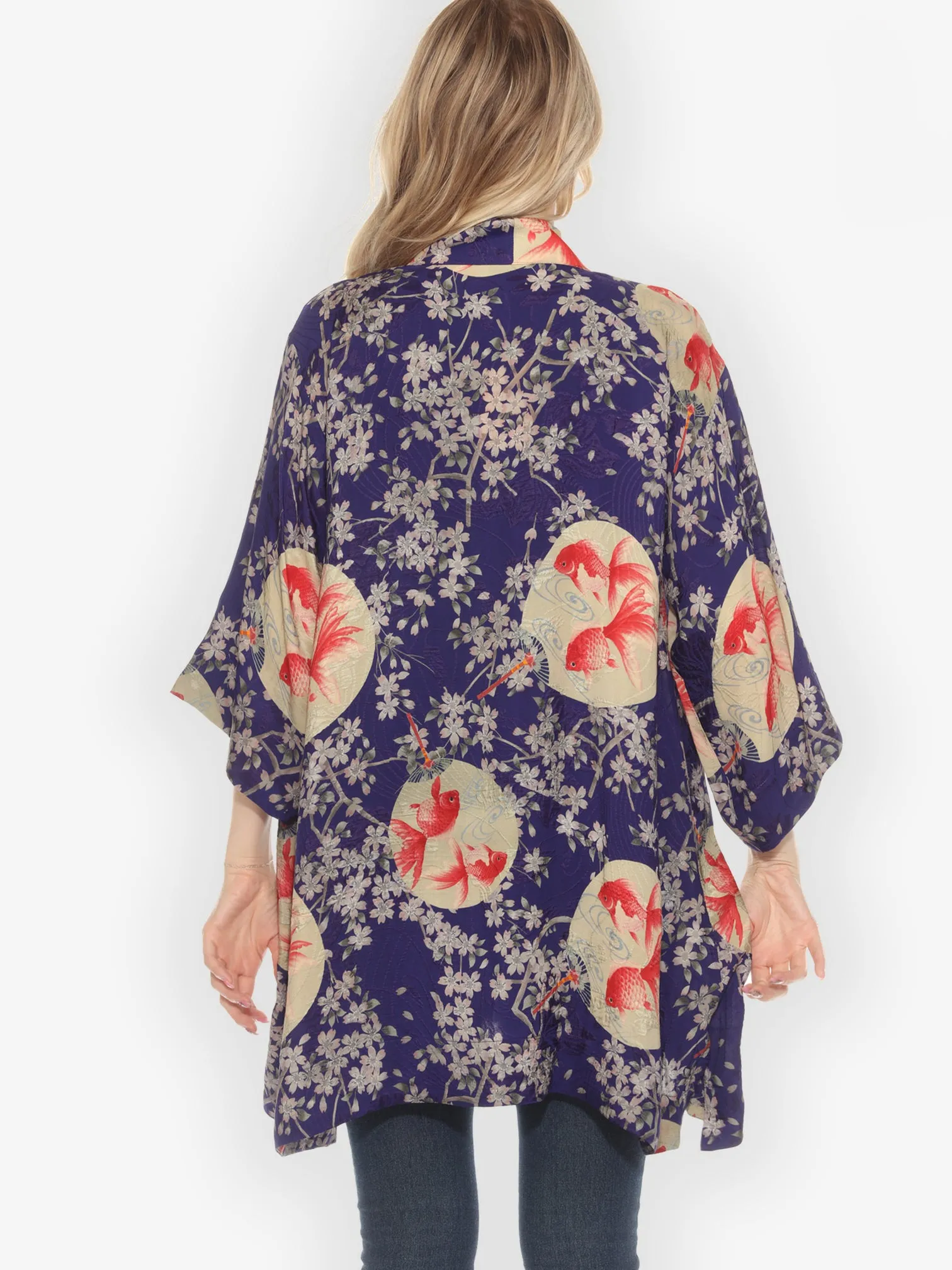 Goldfish and Blossom Silk Kimono Jacket sold by Citron product image thumbnail 3