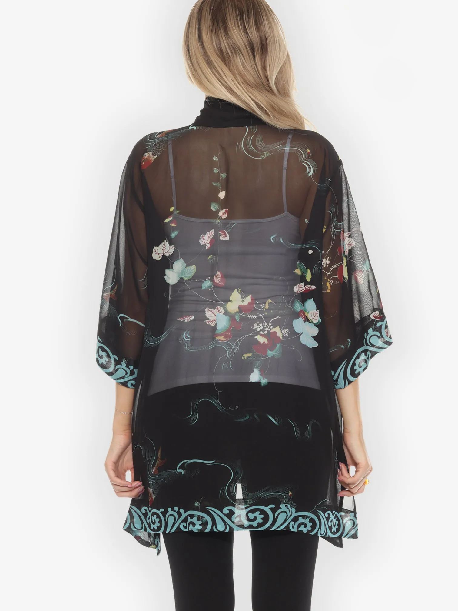 Koi and Leaves Silk Kimono Jacket sold by Citron product image thumbnail 4