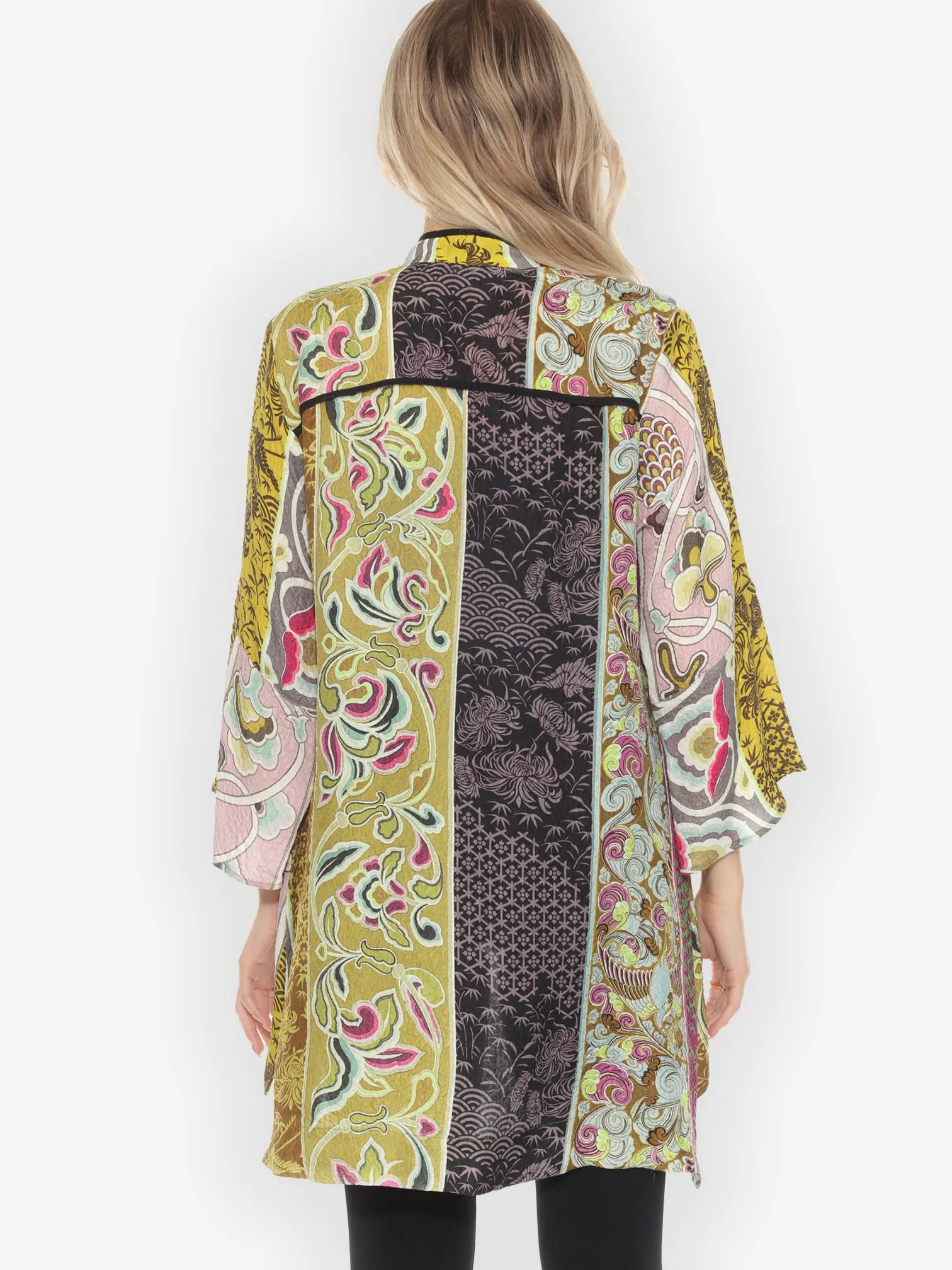 Zen Patchwork Stripe Gold Silk Jacket - M sold by Citron product image thumbnail 3