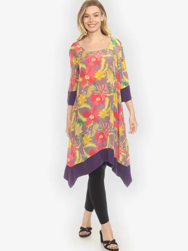 Tropical Hibiscus Paradise Silk Dress - M sold by Citron