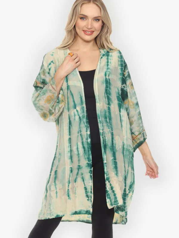 Tie Dyed Kimono Silk Duster - XL sold by Citron
