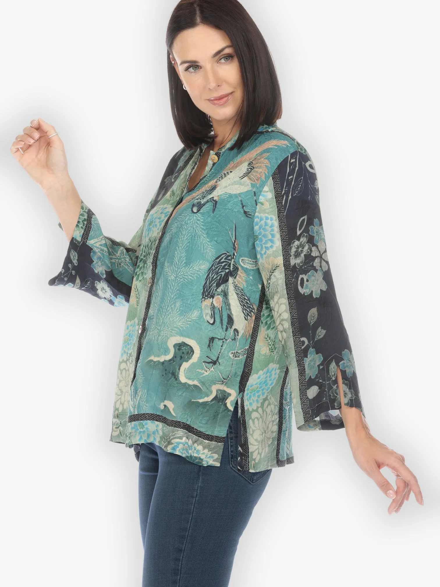 Crane Bamboo Floral Silk Blend Blouse sold by Citron product image thumbnail 2