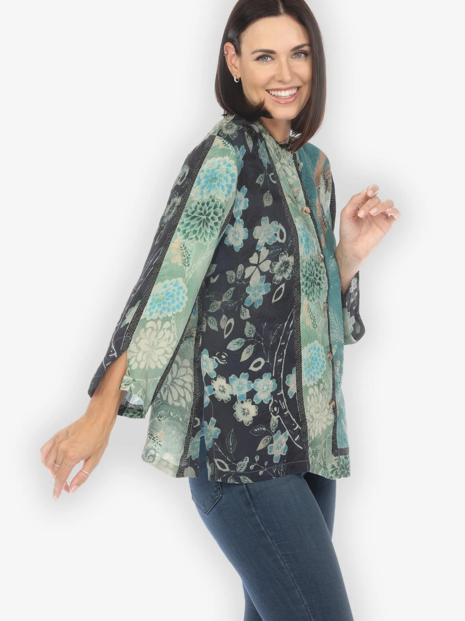 Crane Bamboo Floral Silk Blend Blouse sold by Citron product image thumbnail 3