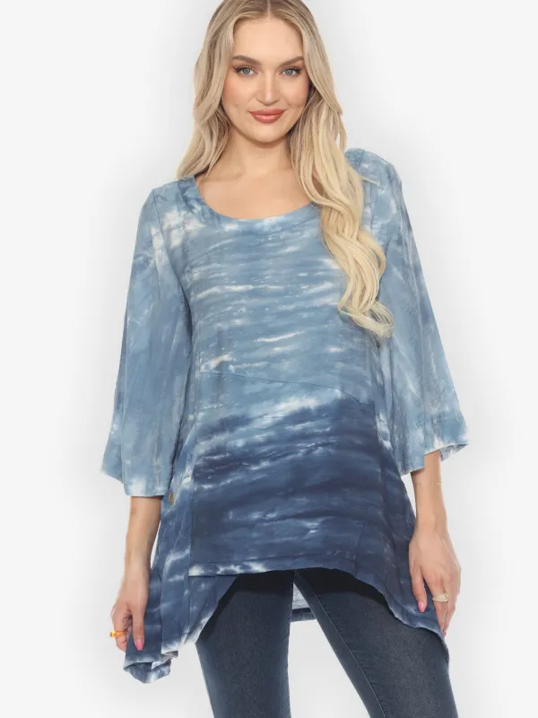 Ocean Blue Ombre Tie Dye Top - L sold by Citron