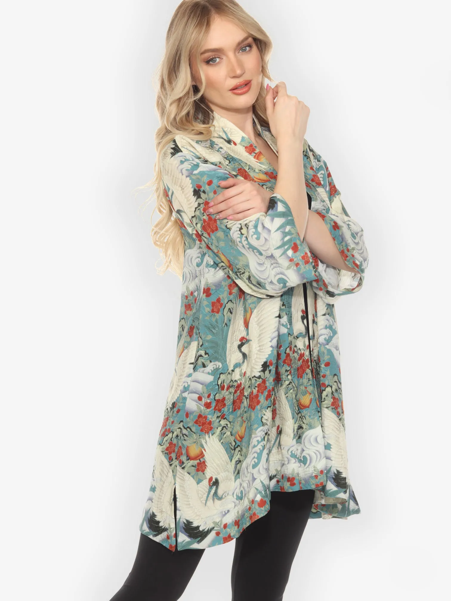 Crane in Jungle Silk Kimono Jacket sold by Citron product image thumbnail 2