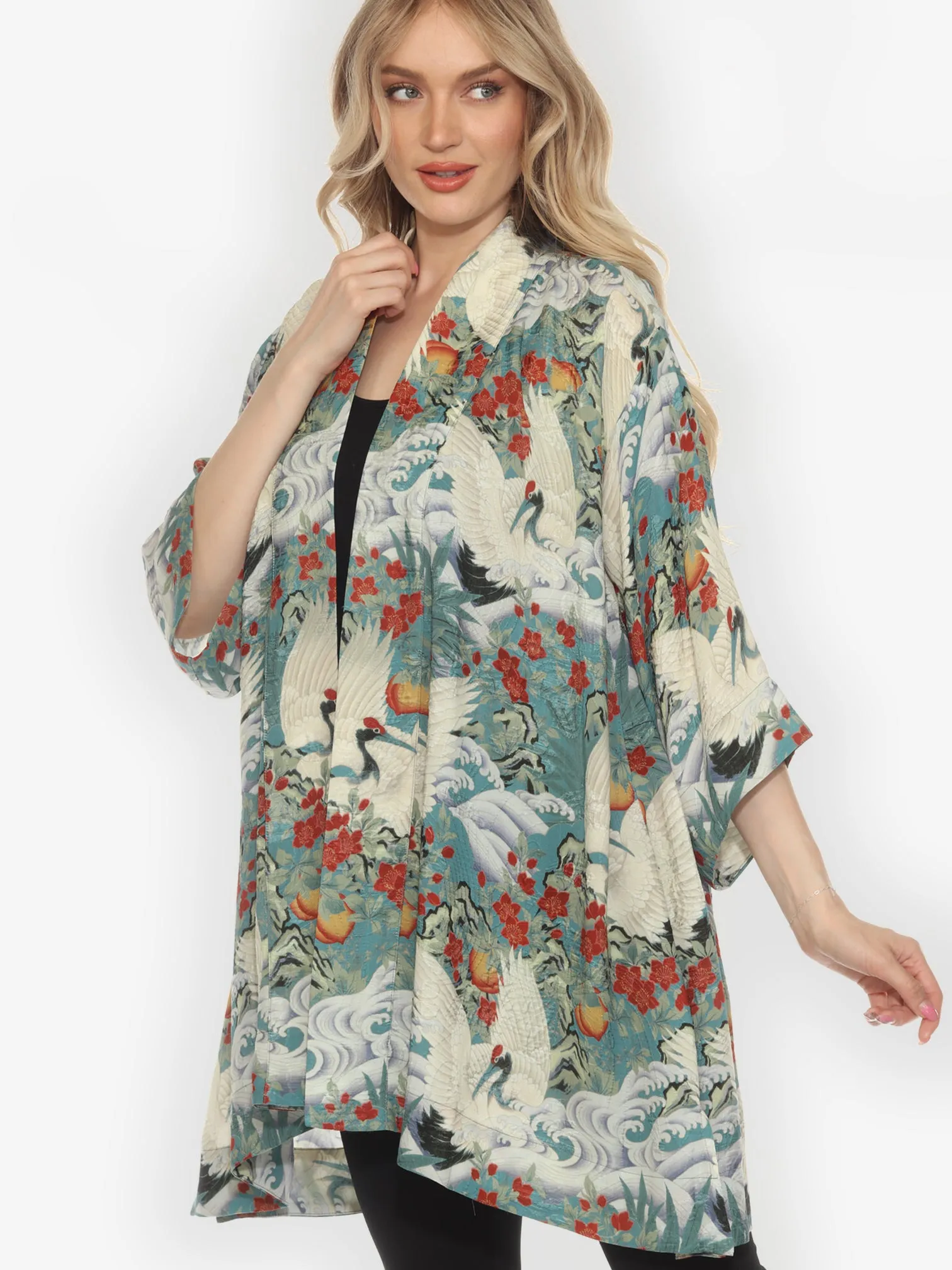 Crane in Jungle Silk Kimono Jacket sold by Citron product image thumbnail 4