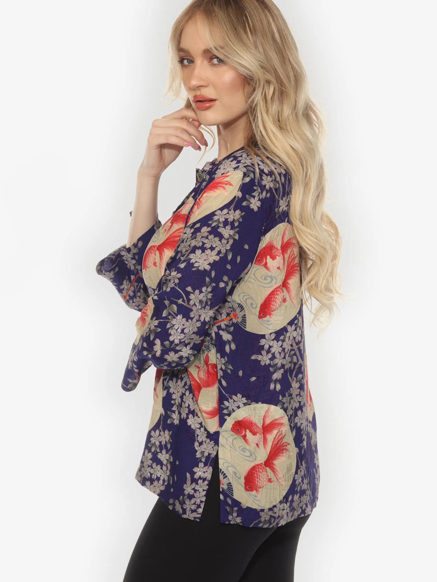 Goldfish and Blossom Classic Silk Blouse sold by Citron product image thumbnail 2