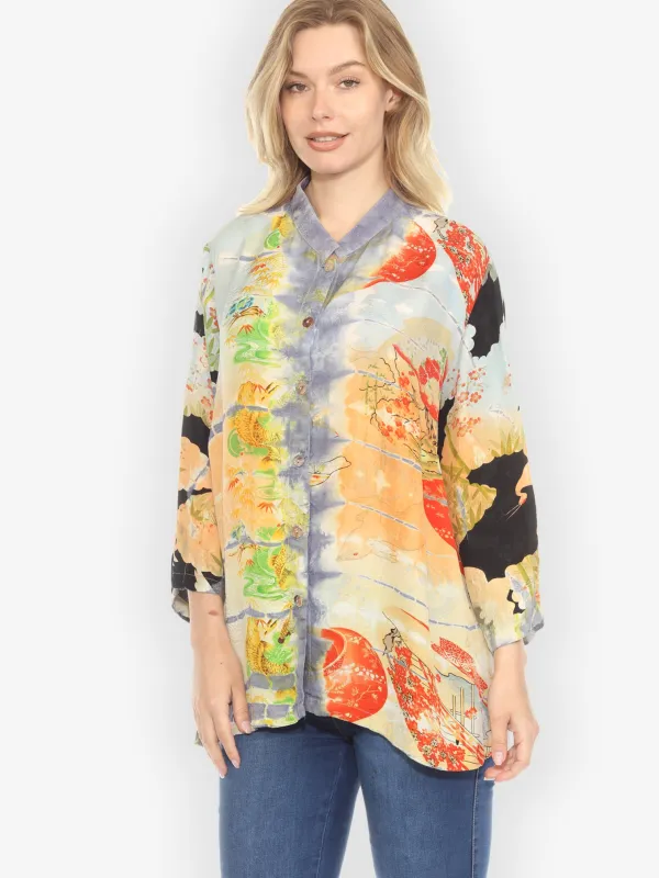 One of a Kind Tie Dye Silk Blouse - 0X sold by Citron