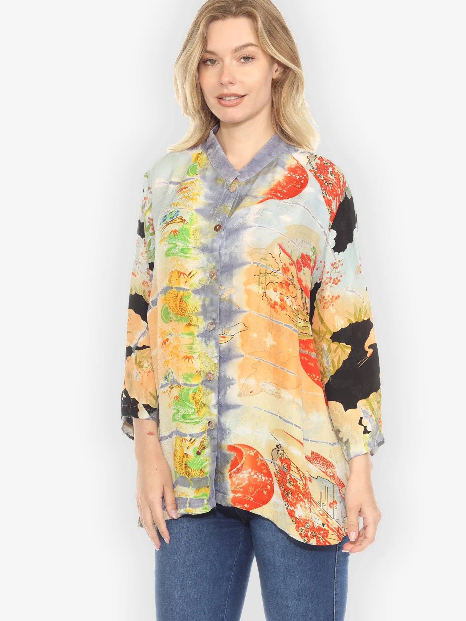 One of a Kind Tie Dye Silk Blouse - 0X sold by Citron