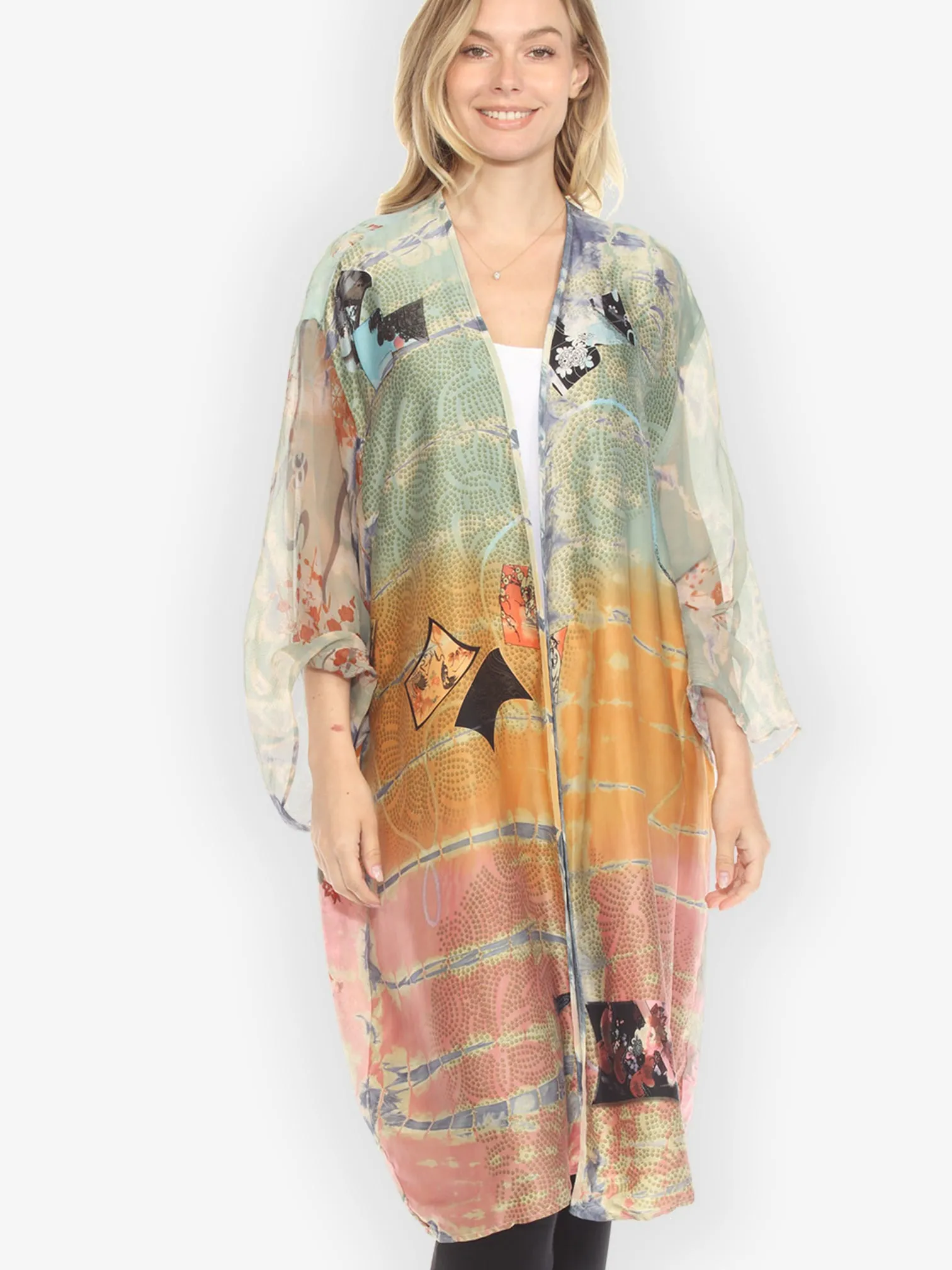 Tie Dyed Silk Kimono Jacket - 3X sold by Citron