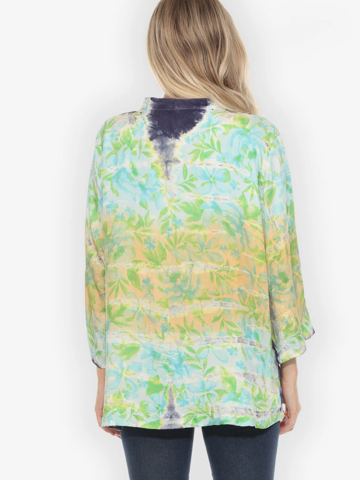 Leaves and Flowers Tie Dye Silk Blouse - 4X sold by Citron product image thumbnail 2